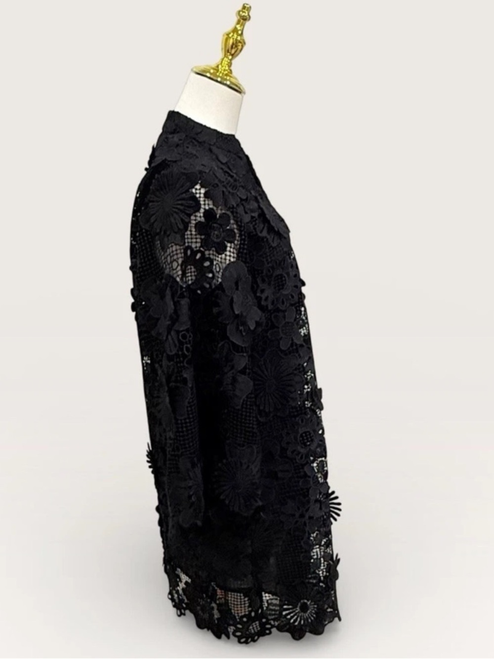 J.Marie Seraphina Shift Dress X-Small Black Floral 3D Lace 3/4 Sleeve Kaftan NWT - Picture 10 of 16